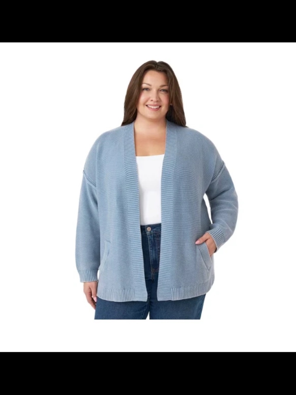 Seven7 Powder Blue Open-Front Ribbed Cardigan - Picture 3 of 4